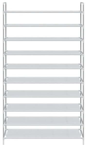Stalak za cipele 10 polica od metala i netkane tkanine srebrni - Srebrno 100 x 29.5 x 170 cm 1 1