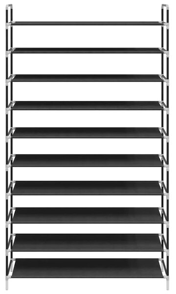 Stalak za cipele s 10 polica od metala i netkane tkanine crni - Crna 100 x 29.5 x 170 cm 1 1
