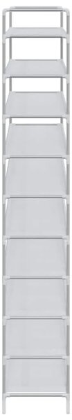 Stalak za cipele 10 polica od metala i netkane tkanine srebrni - Srebrno 100 x 29.5 x 170 cm 1 1