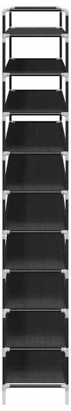 Stalak za cipele s 10 polica od metala i netkane tkanine crni - Crna 100 x 29.5 x 170 cm 1 1