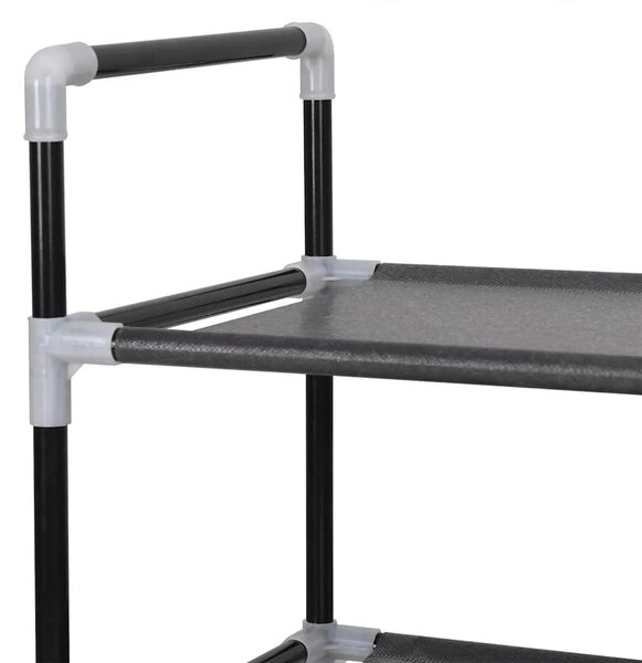 Stalak za cipele s 4 police od metala i netkane tkanine crni - Crna 60 x 29 x 71 cm 1 1