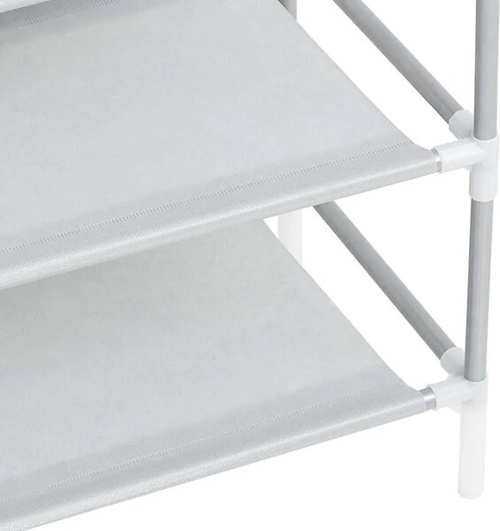 Stalak za cipele 10 polica od metala i netkane tkanine srebrni - Srebrno 100 x 29.5 x 170 cm 1 1