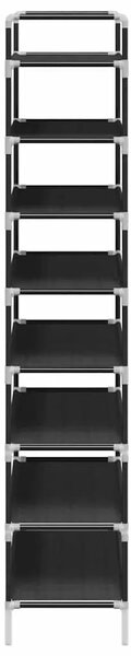 Stalak za cipele s 8 polica od metala i netkane tkanine crni - Crna 60 x 28 x 140 cm 1 1