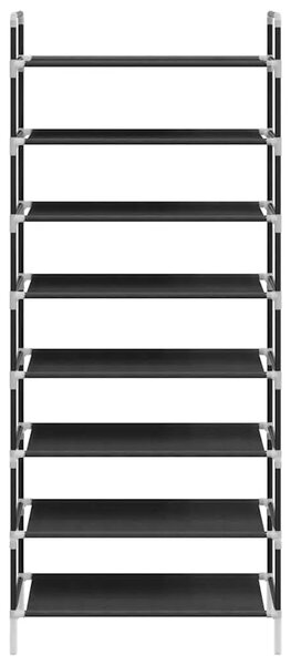Stalak za cipele s 8 polica od metala i netkane tkanine crni - Crna 60 x 28 x 140 cm 1 1