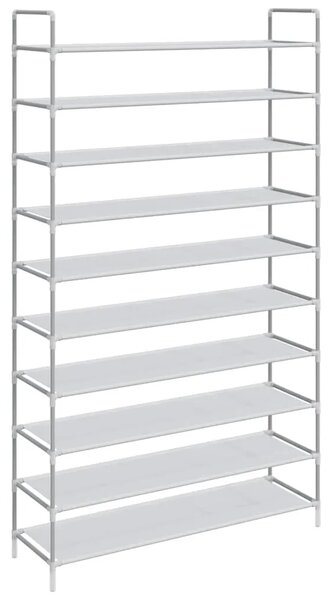 Stalak za cipele 10 polica od metala i netkane tkanine srebrni - Srebrno 100 x 29.5 x 170 cm 1 1