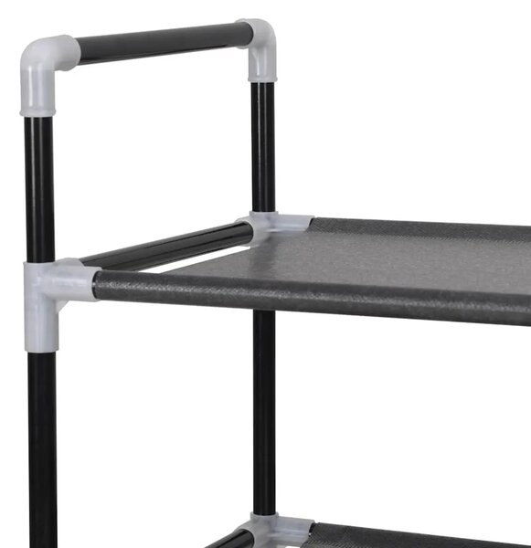 Stalak za cipele s 8 polica od metala i netkane tkanine crni - Crna 60 x 28 x 140 cm 1 1