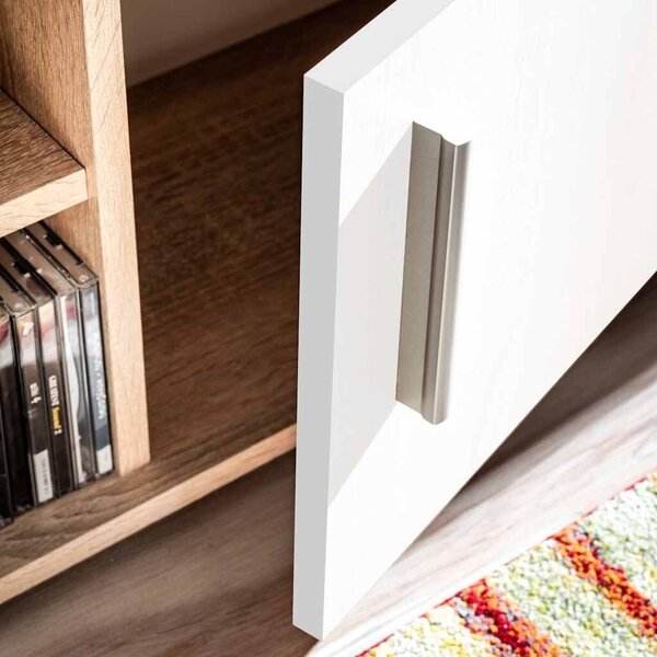 Zidni TV element s LED svjetlima boja hrasta sonome i bijela - Boja hrasta i bijela 1 Boja hrasta i bijela