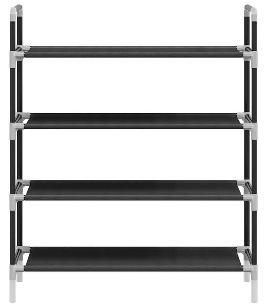 Stalak za cipele s 4 police od metala i netkane tkanine crni - Crna 60 x 29 x 71 cm 1 1