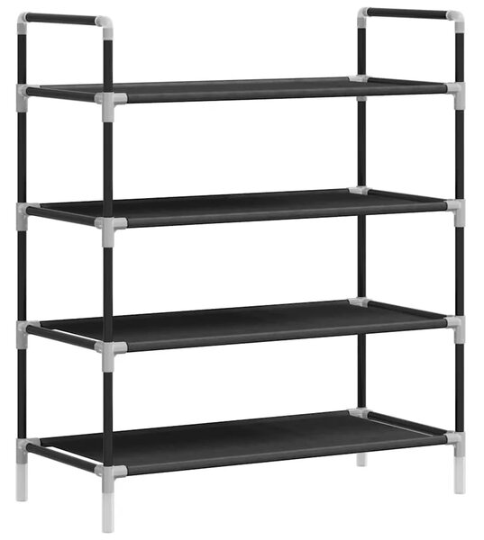 Stalak za cipele s 4 police od metala i netkane tkanine crni - Crna 60 x 29 x 71 cm 1 1