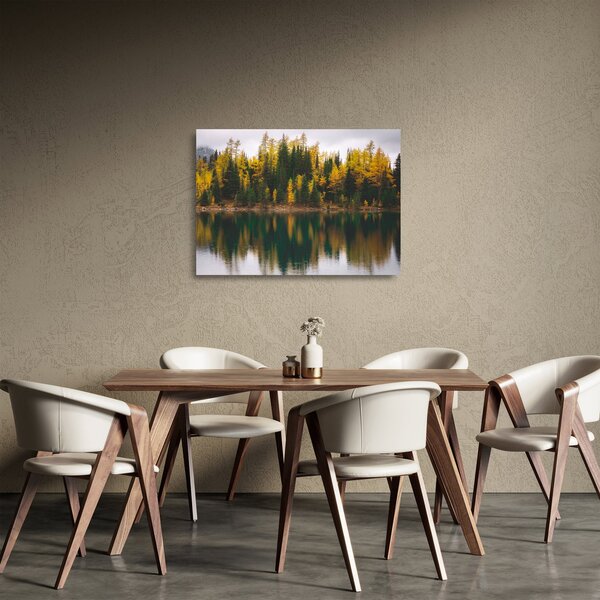 Staklena slika šumskog jezera (70x50 cm)
