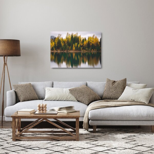 Staklena slika šumskog jezera (70x50 cm)