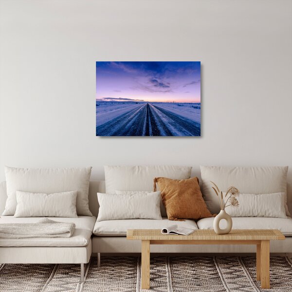 Staklena slika ceste zimi (70x50 cm)