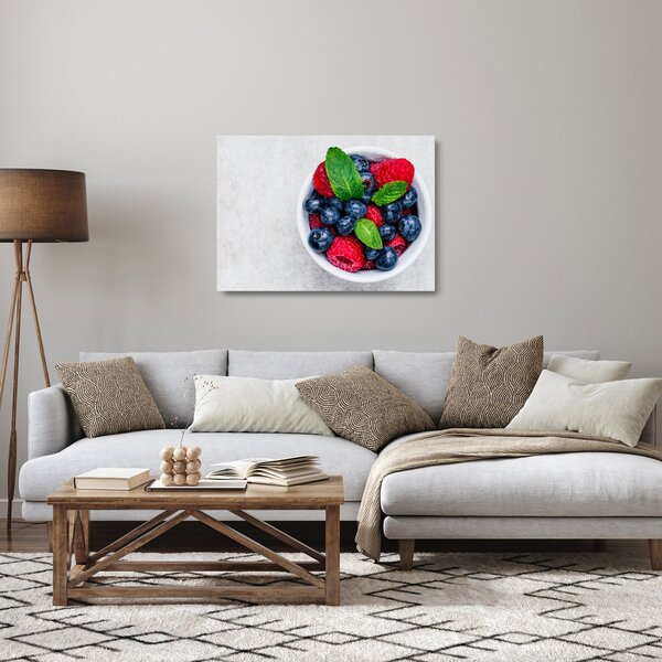 Staklena slika - zdjela s šumskim voćem (70x50 cm)