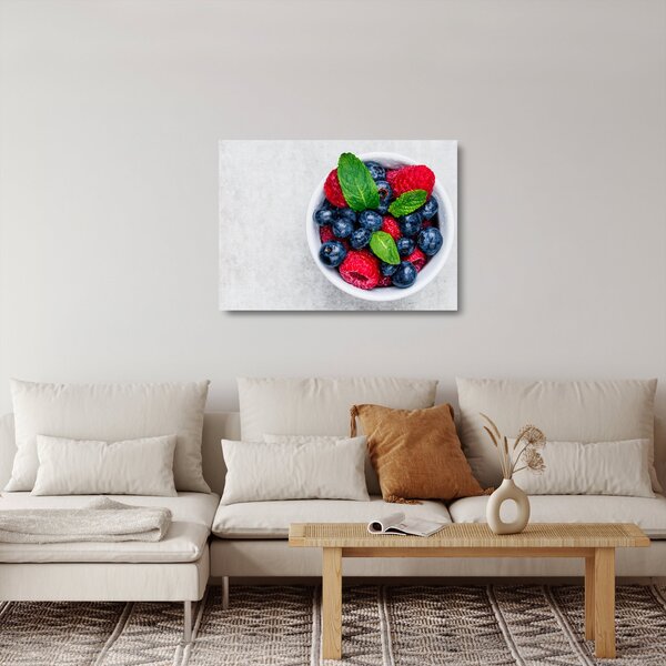 Staklena slika - zdjela s šumskim voćem (70x50 cm)