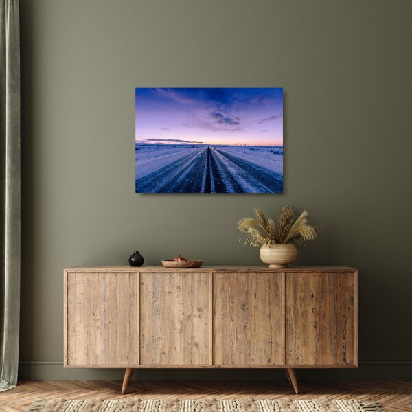 Staklena slika ceste zimi (70x50 cm)