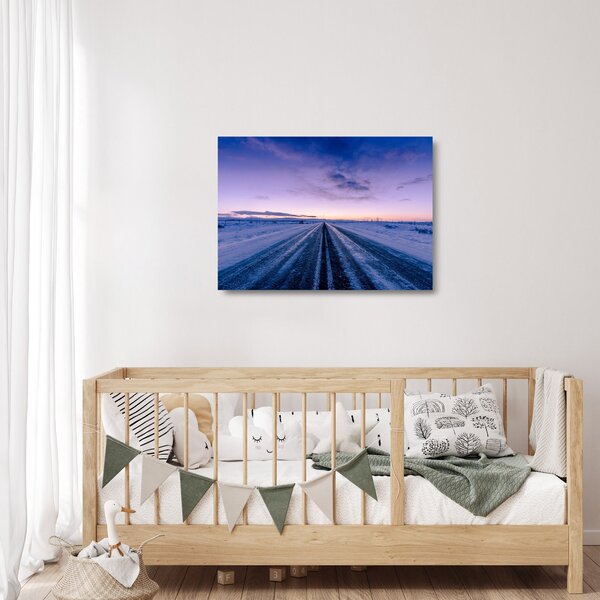 Staklena slika ceste zimi (70x50 cm)