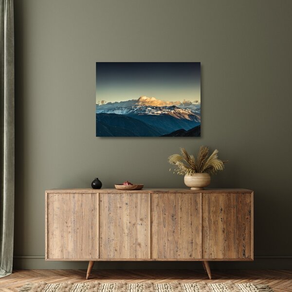Staklena slika - vrhovi planina (70x50 cm)