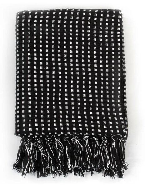 Pamučni pokrivač na kvadratiće 160 x 210 cm crni - Crna 160 x 210 cm 1 Crna