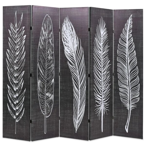 Paravan - Sklopiva sobna pregrada s uzorkom pera 200 x 170 cm crno-bijela - 200 x 170 cm 1 1 200 x 170 cm