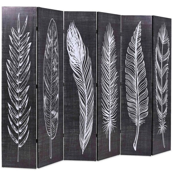 Paravan - Sklopiva sobna pregrada s uzorkom pera 228 x 170 cm crno-bijela - 228 x 170 cm 1 1 228 x 170 cm