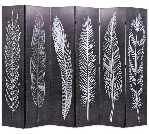 Paravan - Sklopiva sobna pregrada s uzorkom pera 228 x 170 cm crno-bijela - 228 x 170 cm 1 1 228 x 170 cm