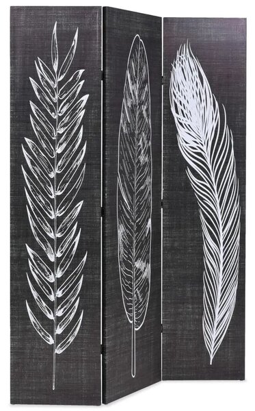 Paravan - Sklopiva sobna pregrada s uzorkom pera 120 x 170 cm crno-bijela - 120 x 170 cm 1 1 120 x 170 cm