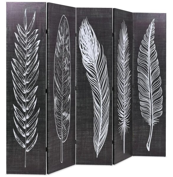 Paravan - Sklopiva sobna pregrada s uzorkom pera 200 x 170 cm crno-bijela - 200 x 170 cm 1 1 200 x 170 cm