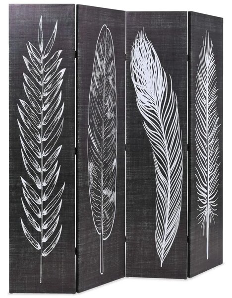 Paravan - Sklopiva sobna pregrada s uzorkom pera 160 x 170 cm crno-bijela - 160 x 170 cm 1 1 160 x 170 cm