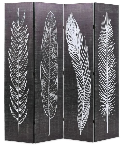 Paravan - Sklopiva sobna pregrada s uzorkom pera 160 x 170 cm crno-bijela - 160 x 170 cm 1 1 160 x 170 cm
