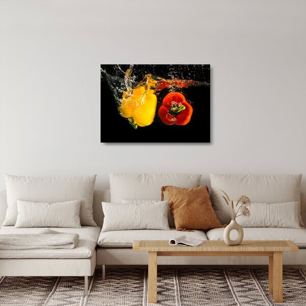 Staklena slika - paprike u vodi (70x50 cm)