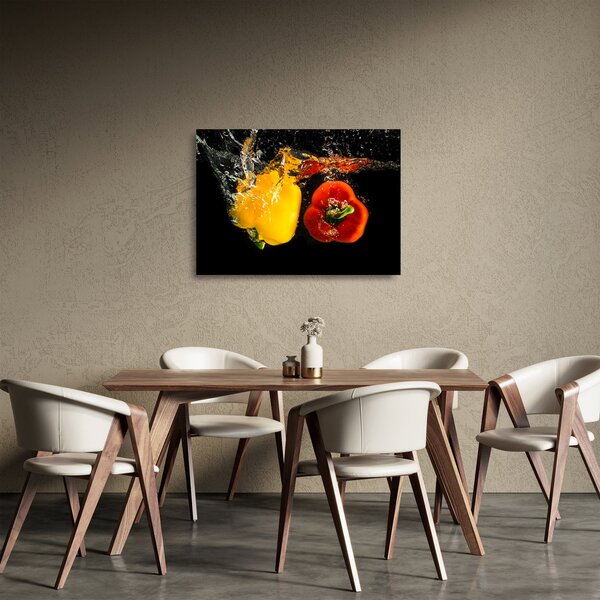 Staklena slika - paprike u vodi (70x50 cm)