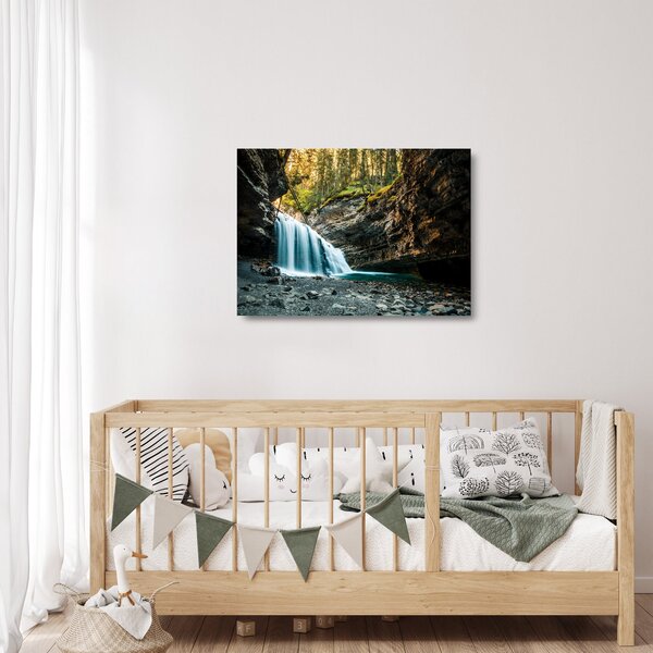 Staklena slika šumskog vodopada (70x50 cm)