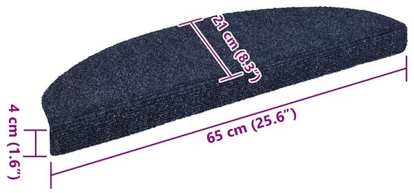 Prostirke za stepenice samoljepljive 15 kom 65x21x4 cm plave poluokrugle velike - Plava 65 x 21 x 4 cm 15 Plava