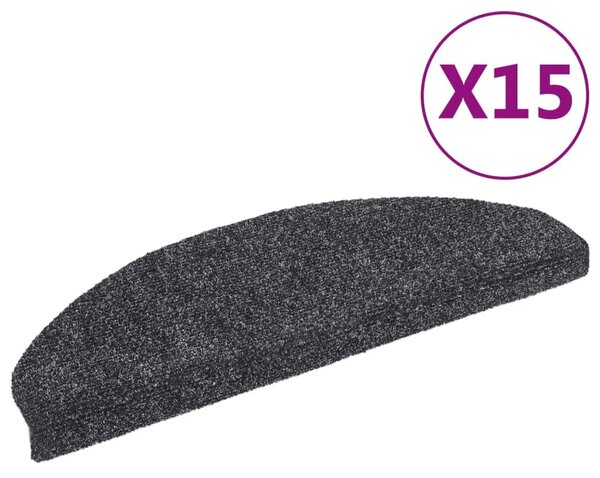 Prostirke za stepenice samoljepljive 15 kom 65x21x4 cm tamno sive poluokrugle velike - Tamno siva 65 x 21 x 4 cm 15 Tamno