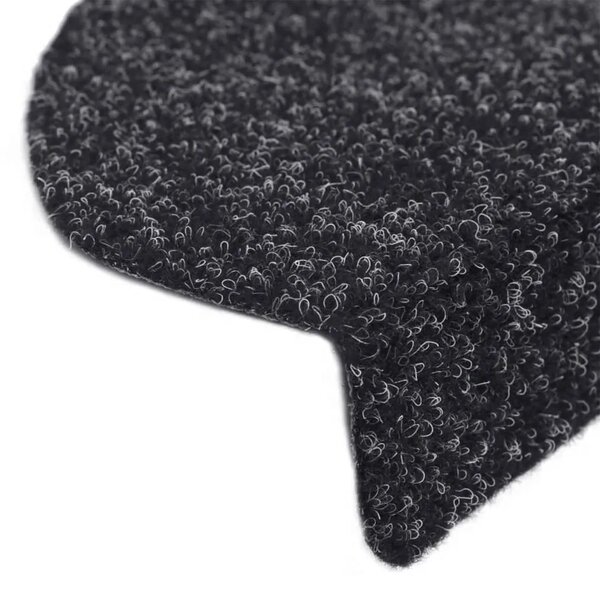 Prostirke za stepenice samoljepljive 15 kom 56x17x3 cm crne poluokrugle - Crna 56 x 17 x 3 cm 15 Crna