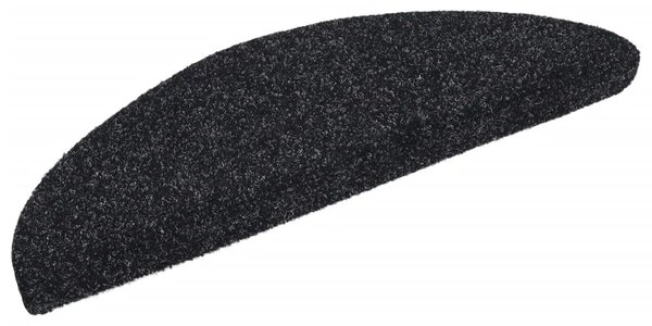 Prostirke za stepenice samoljepljive 15 kom 56x17x3 cm crne poluokrugle - Crna 56 x 17 x 3 cm 15 Crna