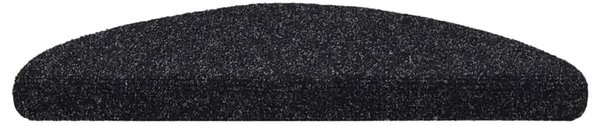 Prostirke za stepenice samoljepljive 15 kom 56x17x3 cm crne poluokrugle - Crna 56 x 17 x 3 cm 15 Crna