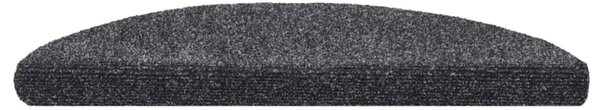 Prostirke za stepenice samoljepljive 15 kom 56x17x3 cm tamno sive poluokrugle - Tamno siva 56 x 17 x 3 cm 15 Tamno siva