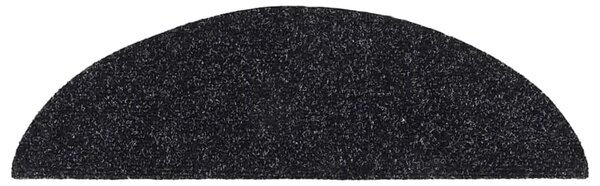 Prostirke za stepenice samoljepljive 15 kom 56x17x3 cm crne poluokrugle - Crna 56 x 17 x 3 cm 15 Crna