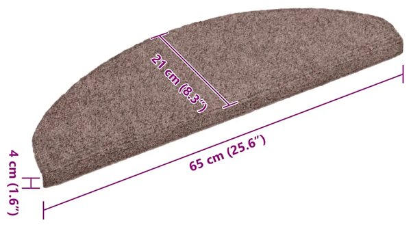 Prostirke za stepenice samoljepljive 15 kom 65x21x4 cm svijetlosmeđe poluokrugle velike - Svjetlosmeđa 65 x 21 x 4 cm 15 S