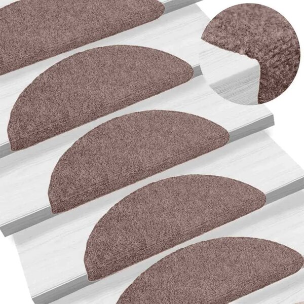 Prostirke za stepenice samoljepljive 15 kom 65x21x4 cm svijetlosmeđe poluokrugle velike - Svjetlosmeđa 65 x 21 x 4 cm 15 S