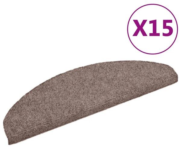 Prostirke za stepenice samoljepljive 15 kom 65x21x4 cm svijetlosmeđe poluokrugle velike - Svjetlosmeđa 65 x 21 x 4 cm 15 S