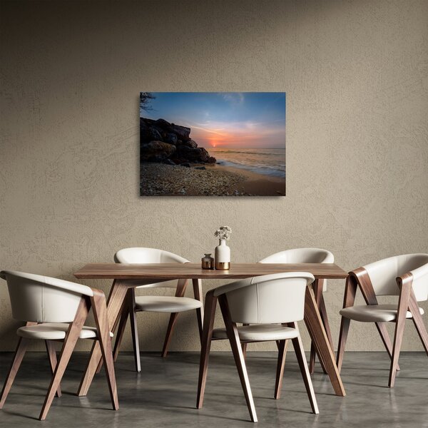 Staklena slika zalaska sunca na plaži (70x50 cm)