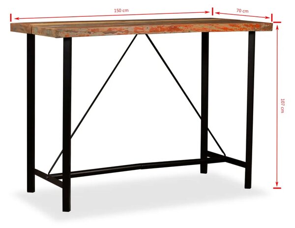 Barski stol od masivnog obnovljenog drva 150x70x107 cm - Smeđa 150 x 70 x 107 cm 1 Smeđa