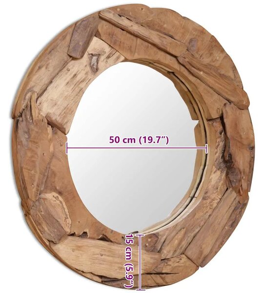 Ukrasno Ogledalo od Tikovine 80 cm Okruglo - 80 cm 1 80 cm
