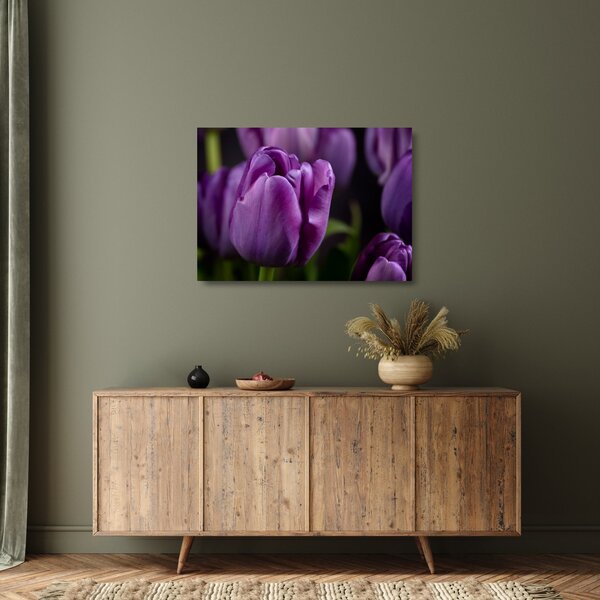 Staklena slika cvjetova tulipana (70x50 cm)