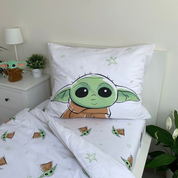 Pamučna dječja posteljina za krevet za jednu osobu 140x200 cm Star Wars Baby Yoda – Jerry Fabrics
