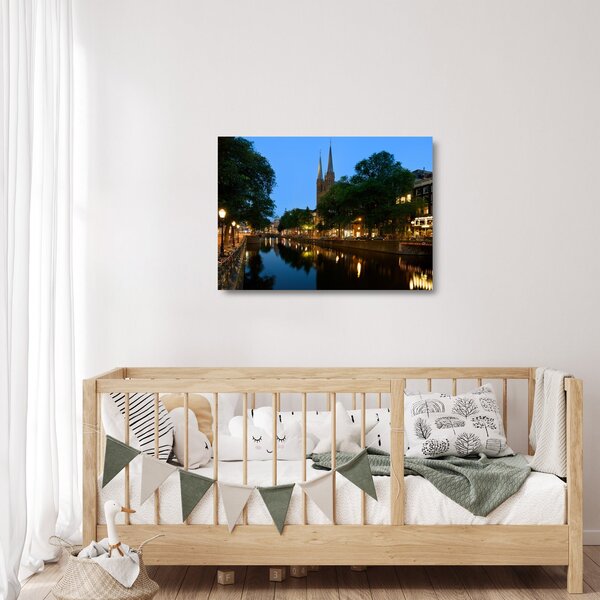 Noćna staklena slika povijesnog grada (70x50 cm)