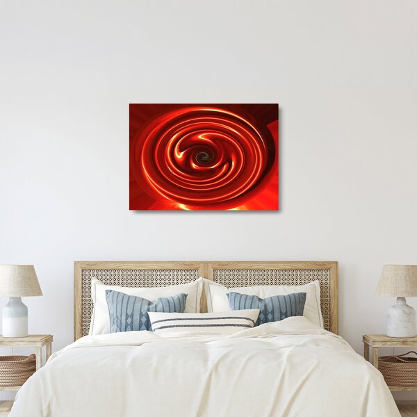 Apstraktna staklena slika - crvena spirala (70x50 cm)