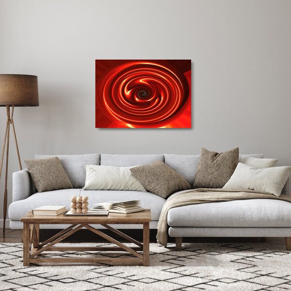 Apstraktna staklena slika - crvena spirala (70x50 cm)